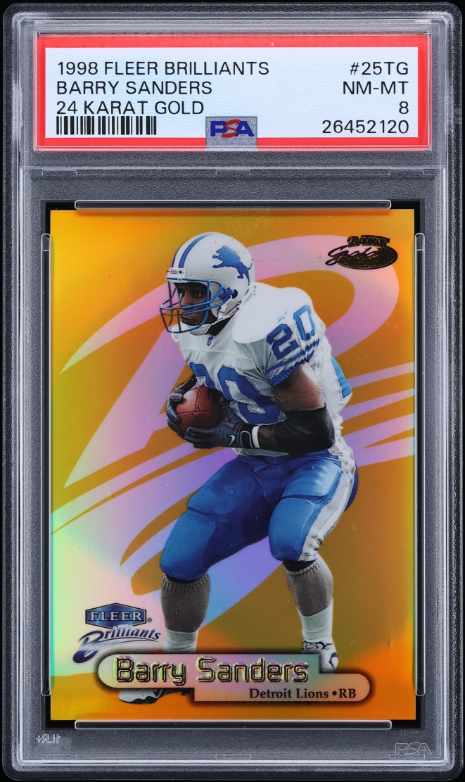 1998 Fleer Brilliants 24KT Gold Barry Sanders /24 #25TG PSA 8 NM-MT