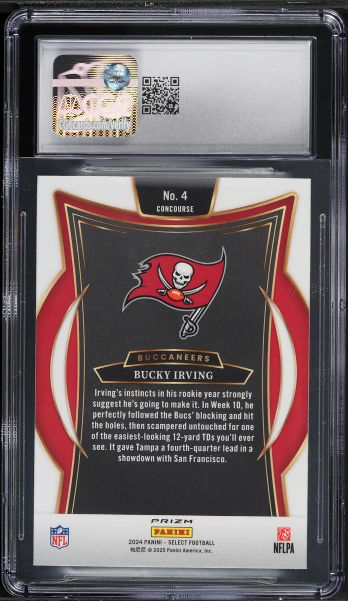 2024 Select Concourse Black & Red Shock Prizm Bucky Irving ROOKIE #4 CGC 10 GEM MINT