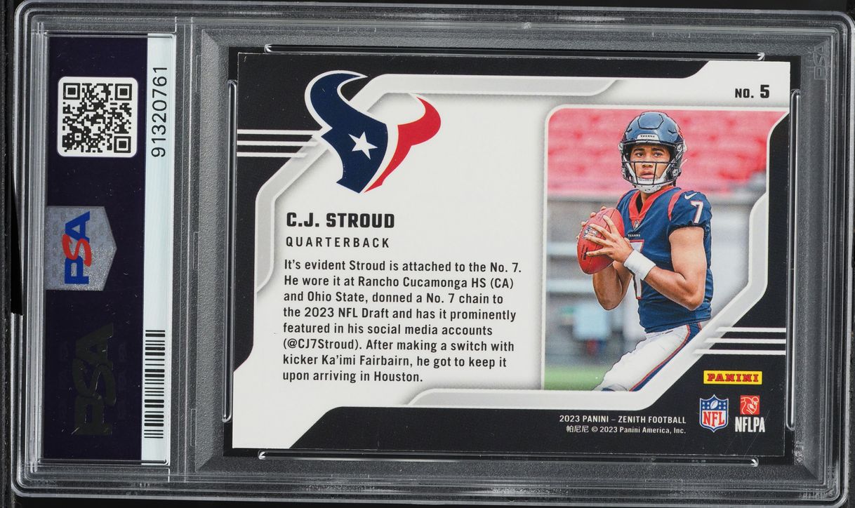 2023 Panini Zenith Behind The Numbers Red C.J. Stroud ROOKIE #5 PSA 10 GEM MINT