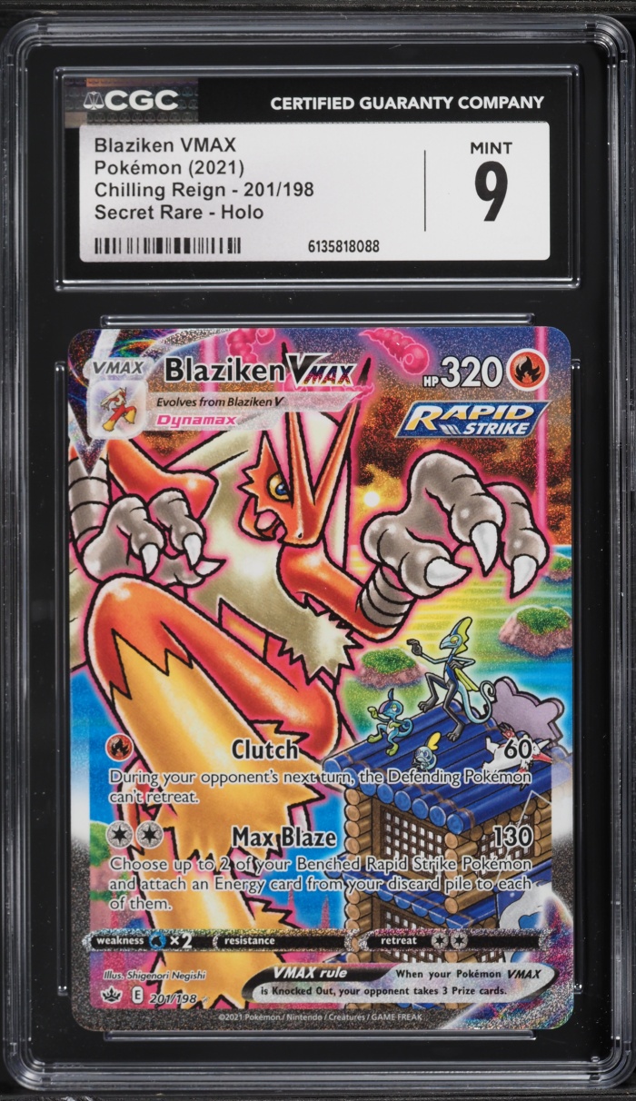 2021 Pokemon Sword & Shield Chilling Reign Full Art Blaziken VMAX #201 CGC 9 MINT