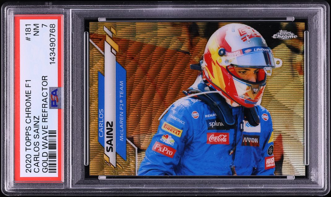 2020 Topps Chrome Formula 1 F1 Gold Wave Refractor Carlos Sainz /50 #181 PSA 7 NRMT