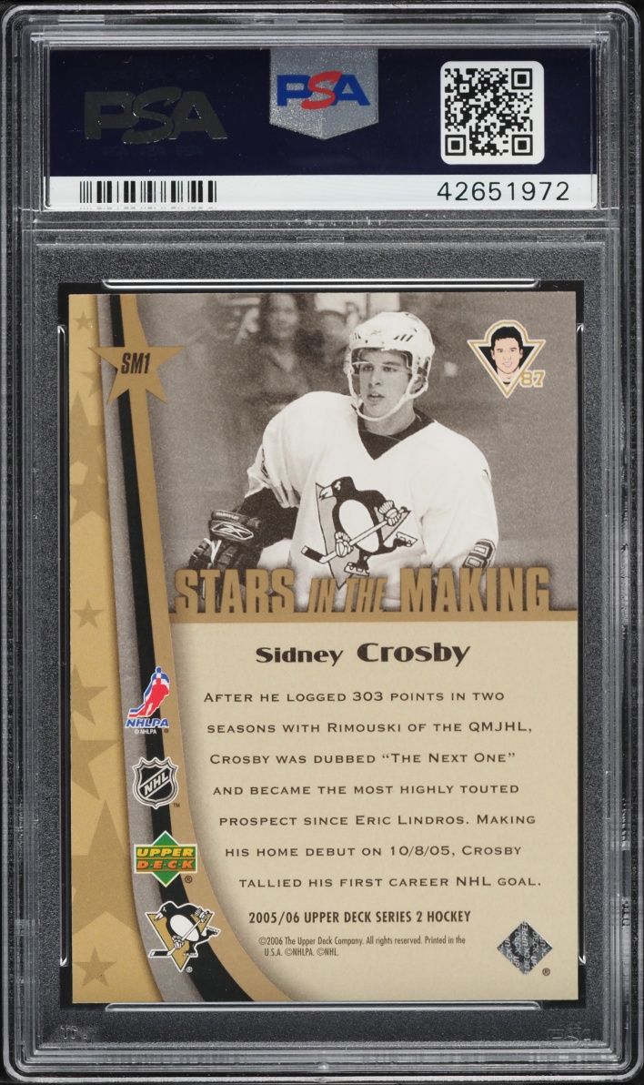 2005 Upper Deck Stars In The Making Sidney Crosby ROOKIE #SM1 PSA 10 GEM MINT