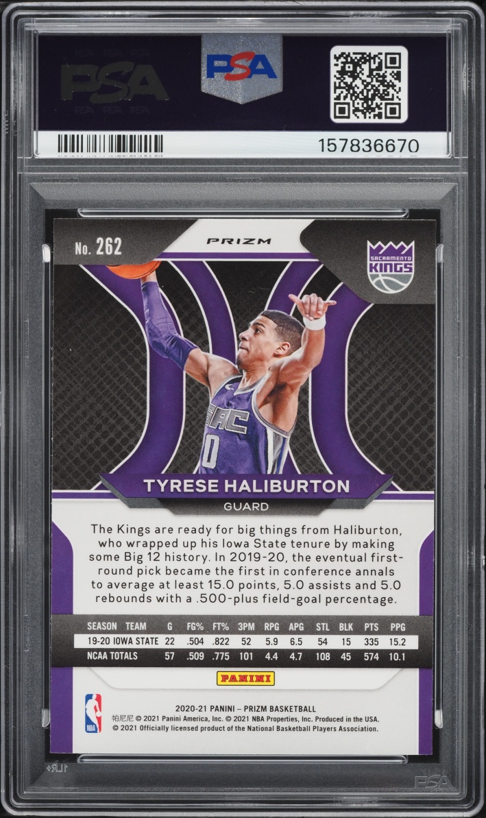 2020 Panini Prizm Silver Tyrese Haliburton ROOKIE #262 PSA 9 MINT