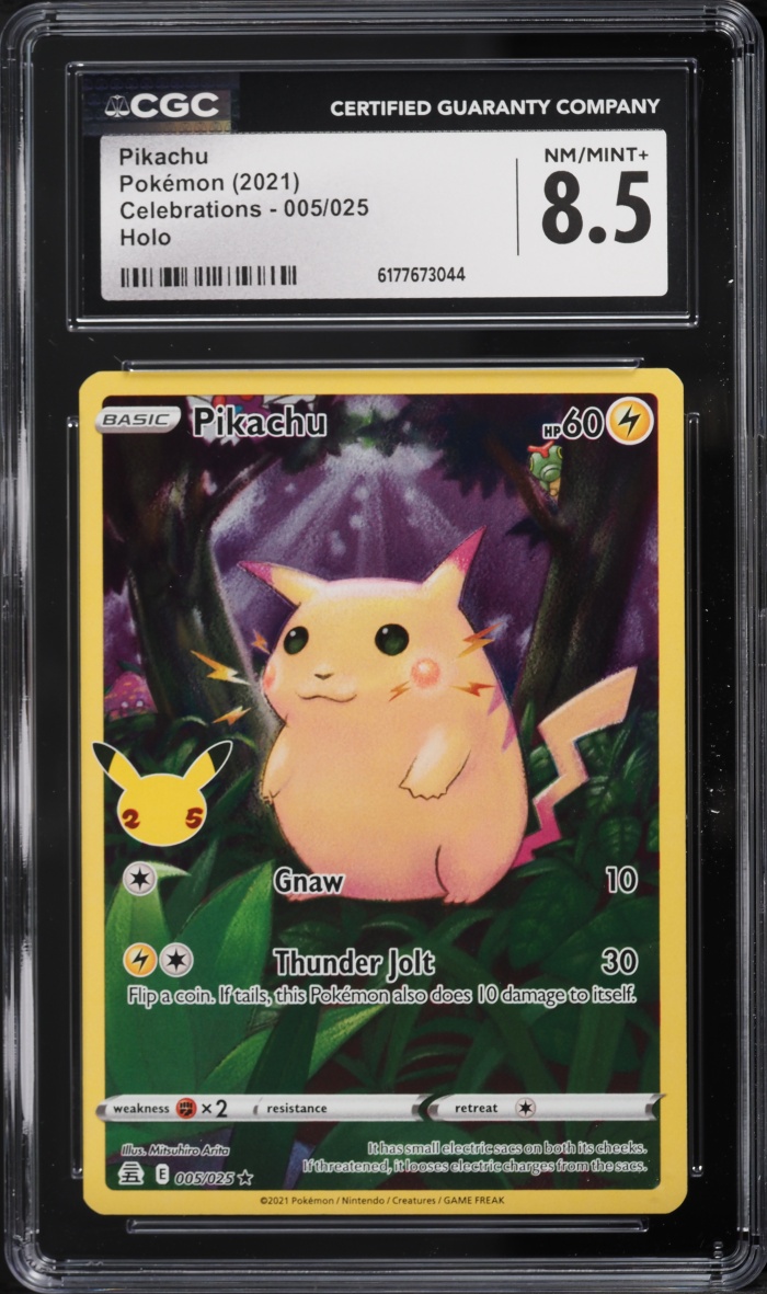2021 Pokemon Sword & Shield Celebrations Full Art Pikachu #5 CGC 8.5 NM-MT+