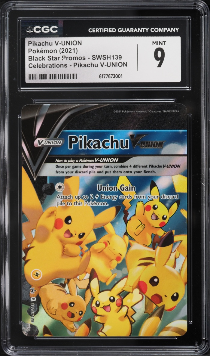 2021 Pokemon Sword & Shield Promo Celebrations Full Art Pikachu V-UNION #SWSH139 CGC 9 MINT
