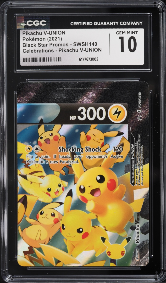 2021 Pokemon Sword & Shield Promo Celebrations Holo Pikachu V-UNION #SWSH140 CGC 10 GEM MINT
