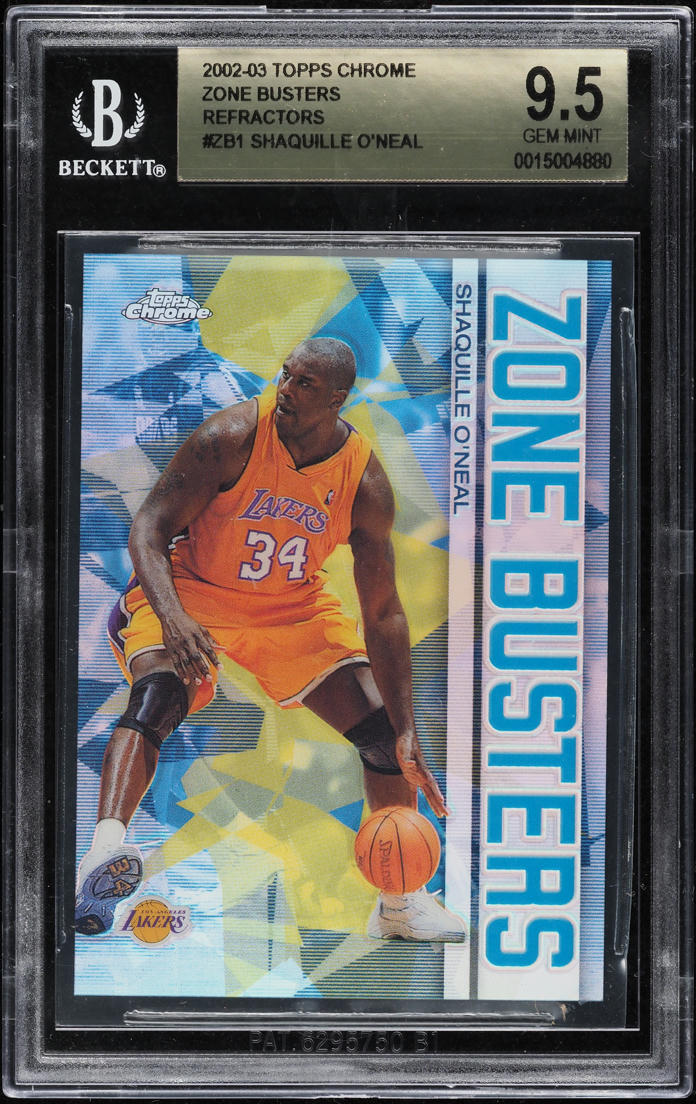 2002 Topps Chrome Zone Busters Refractor Shaquille O'Neal #ZB1 BGS 9.5 GEM MINT