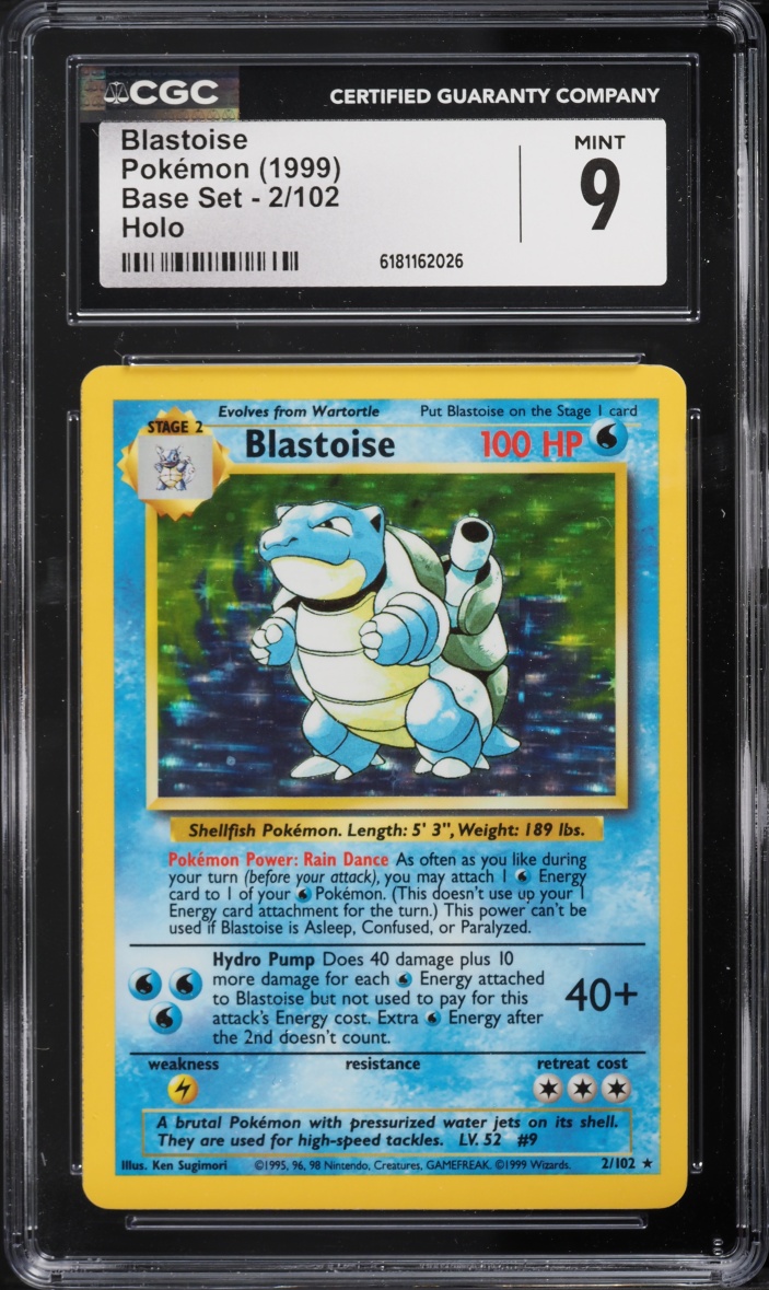 1999 Pokemon Base Set Holo Blastoise #2 CGC 9 MINT