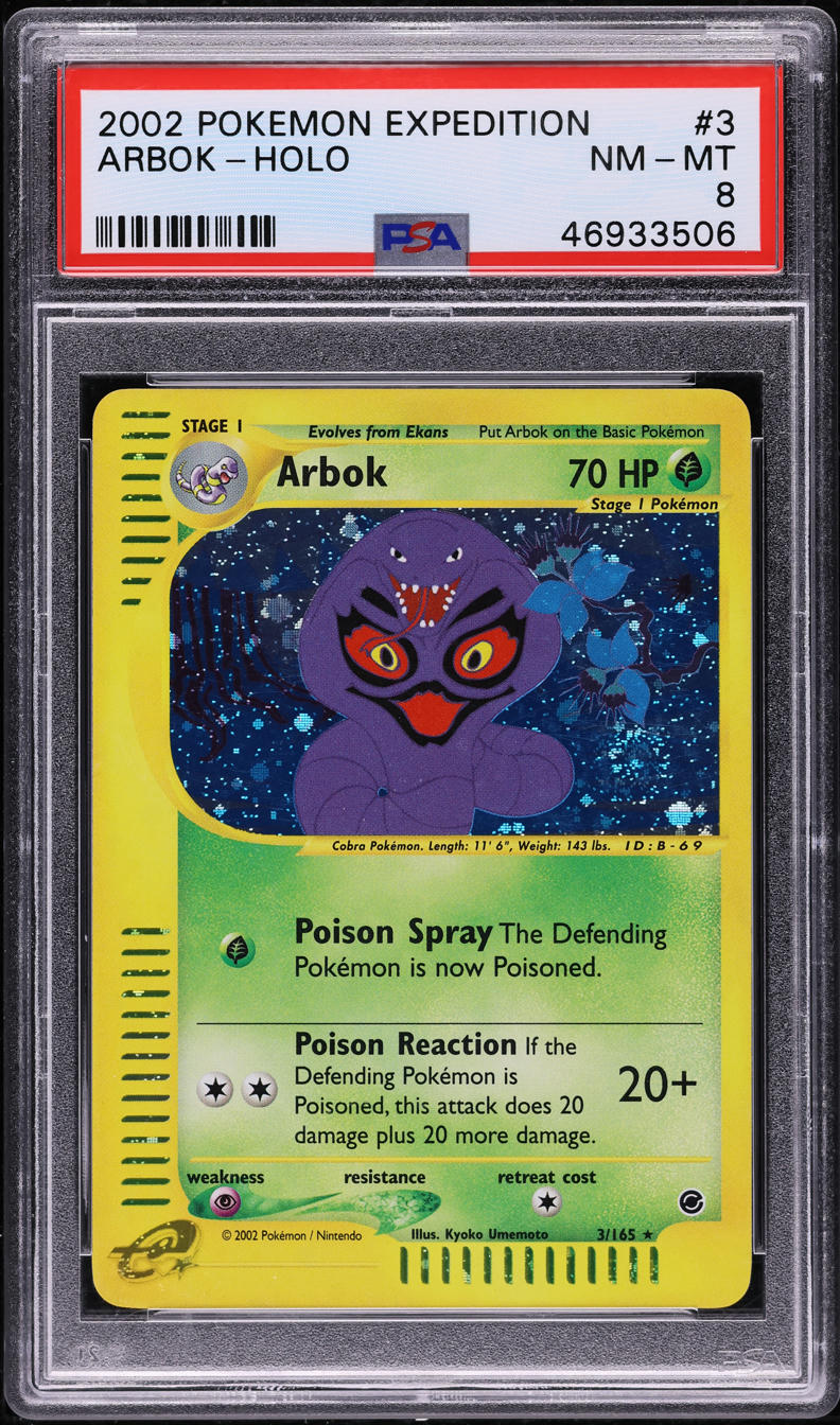 2002 Pokemon Expedition Holo Arbok #3 PSA 8 NM-MT - Main Image