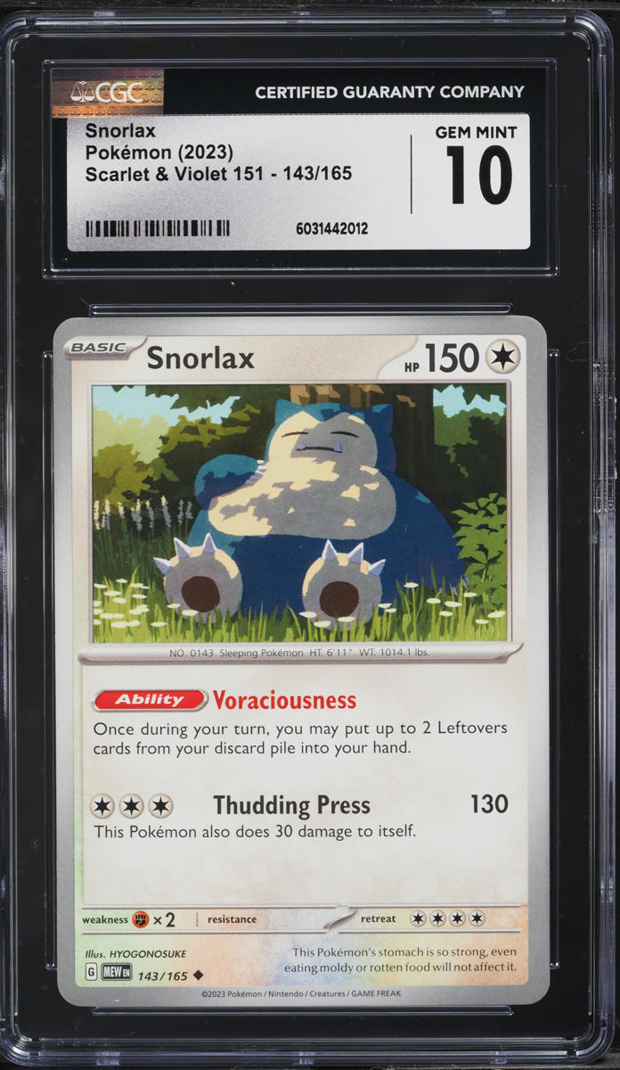 2023 Pokemon Scarlet & Violet 151 Snorlax #143 CGC 10 GEM MINT
