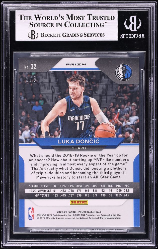 2020 Panini Prizm Fast Break Neon Green Luka Doncic /5 #32 BGS 9 MINT