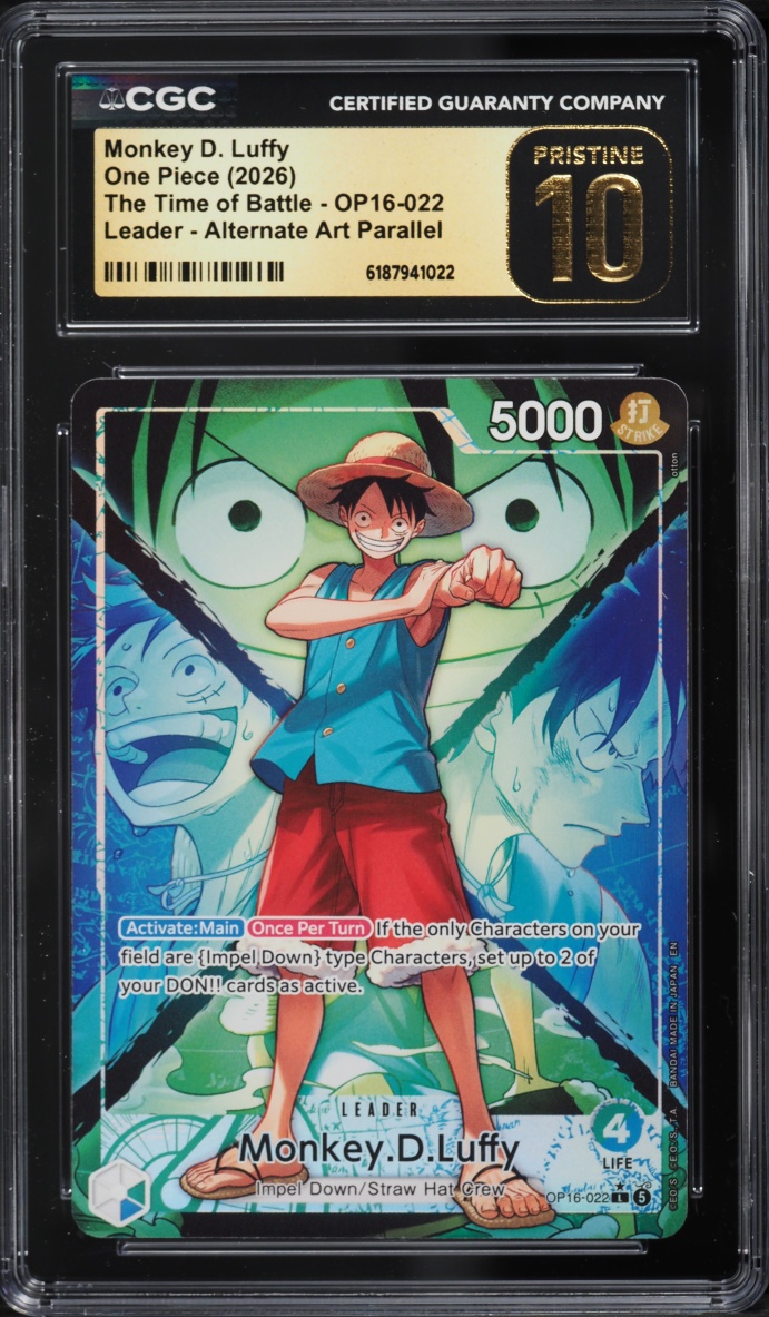 2026 One Piece The Time Of Battle Alt Art Leader Monkey D. Luffy #OP16-022 CGC 10 PRISTINE
