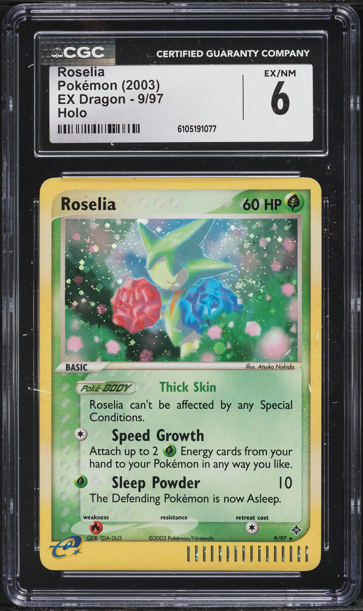 2003 Pokemon EX Dragon Holo Roselia #9 CGC 6 EXMT