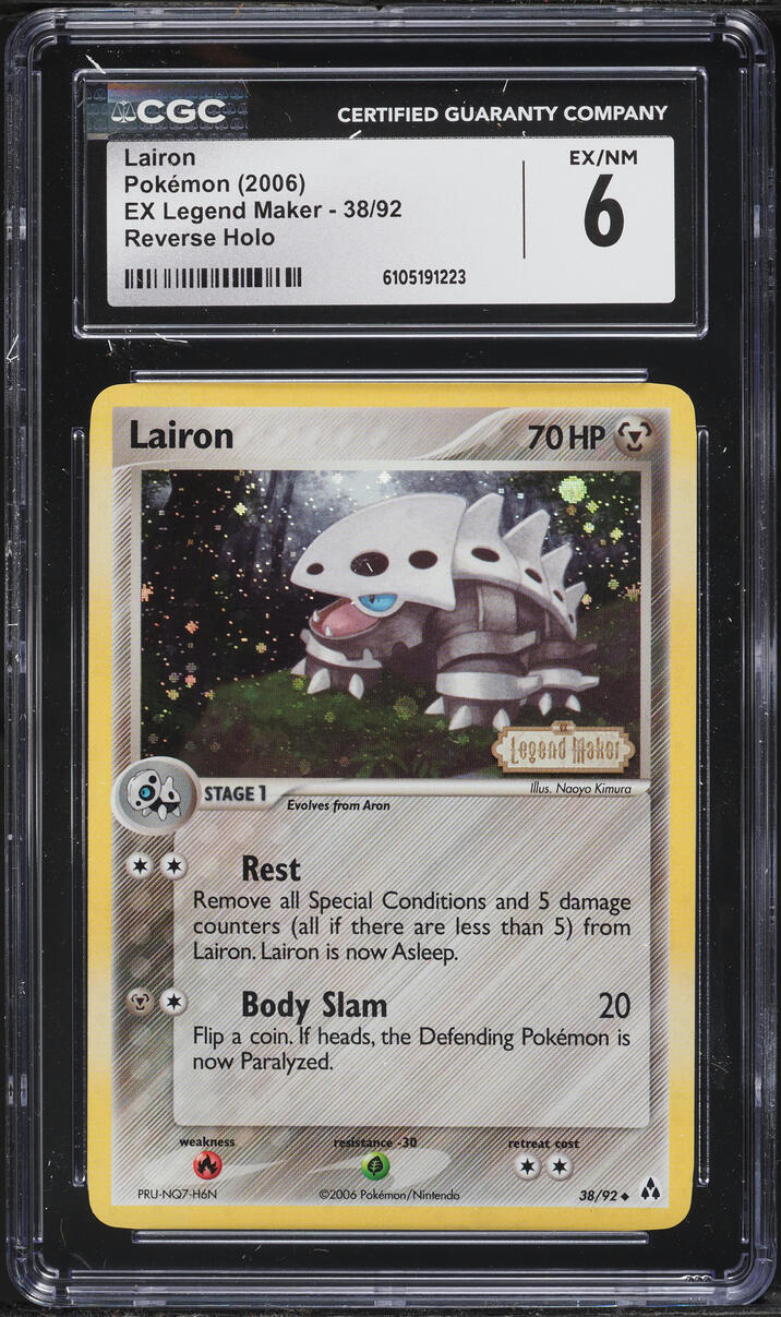 2006 Pokemon EX Legend Maker Reverse Holo Lairon #38 CGC 6 EXMT