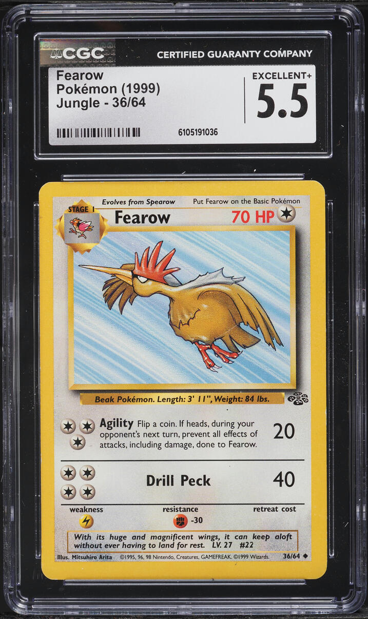 1999 Pokemon Jungle Fearow #36 CGC 5.5 EX+