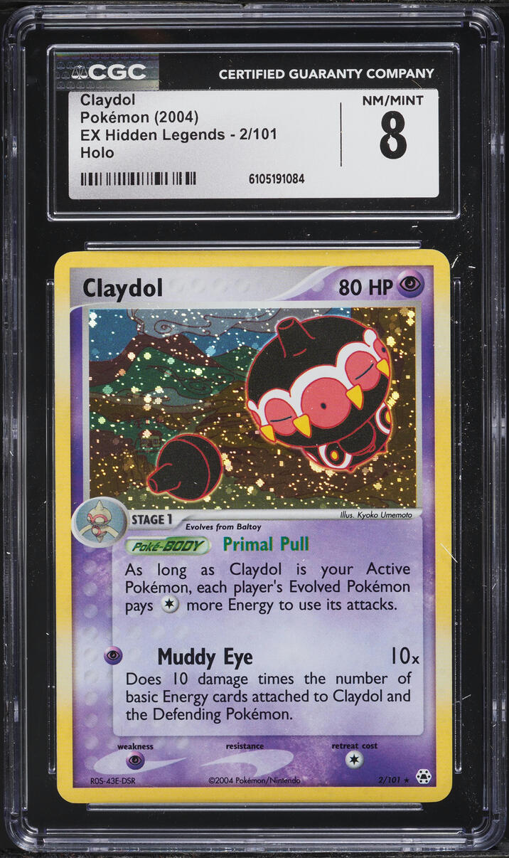 2004 Pokemon EX Hidden Legends Holo Claydol #2 CGC 8 NM-MT
