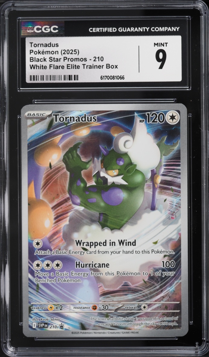 2025 Pokemon Scarlet & Violet Promo White Flare ETB Full Art Tornadus #210 CGC 9 MINT