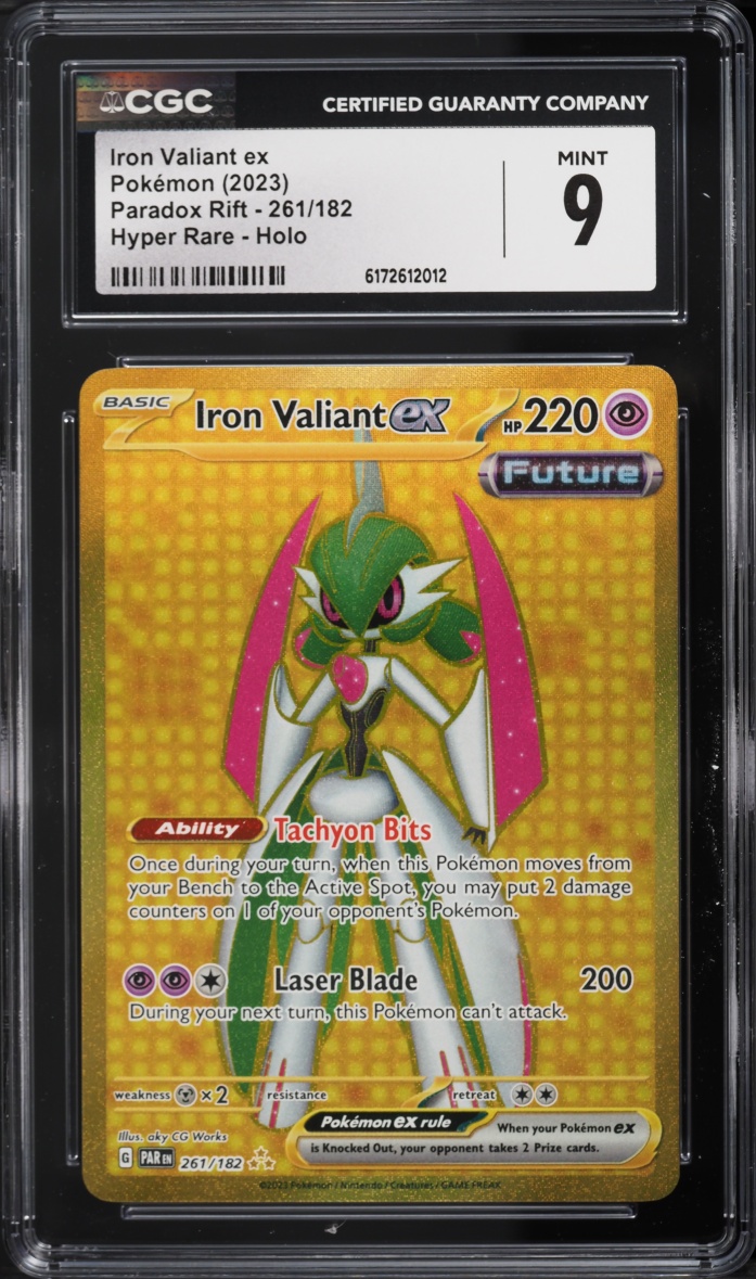 2023 Pokemon Scarlet & Violet Paradox Rift Gold Rare Iron Valiant ex #261 CGC 9 MINT