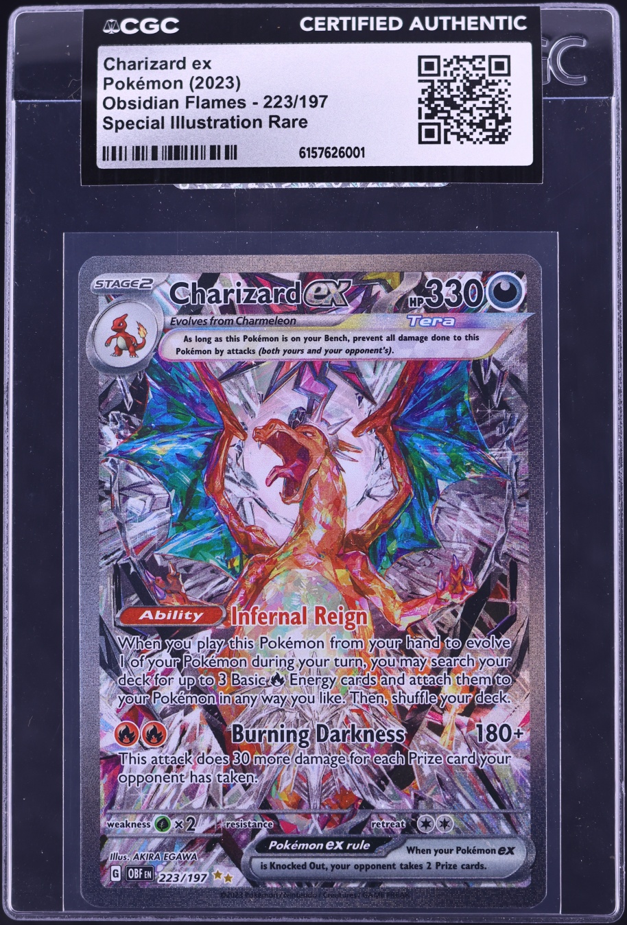 2023 Pokemon Scarlet & Violet Obsidian Flames SIR Charizard EX #223 CGC AUTH