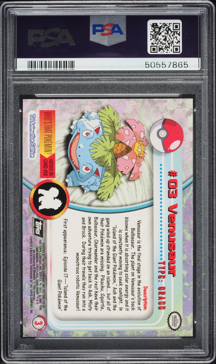 1999 Topps Pokemon Series 1 Foil Venusaur #3 PSA 10 GEM MINT
