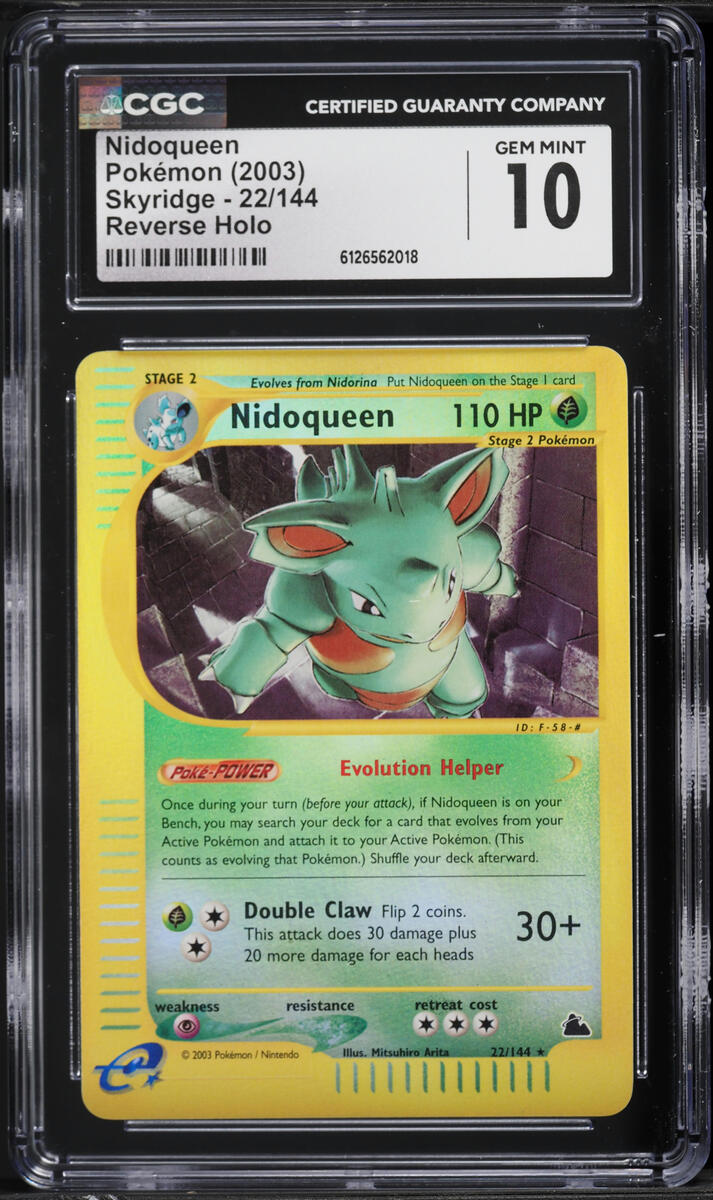 2003 Pokemon Skyridge Reverse Holo Nidoqueen #22 CGC 10 GEM MINT