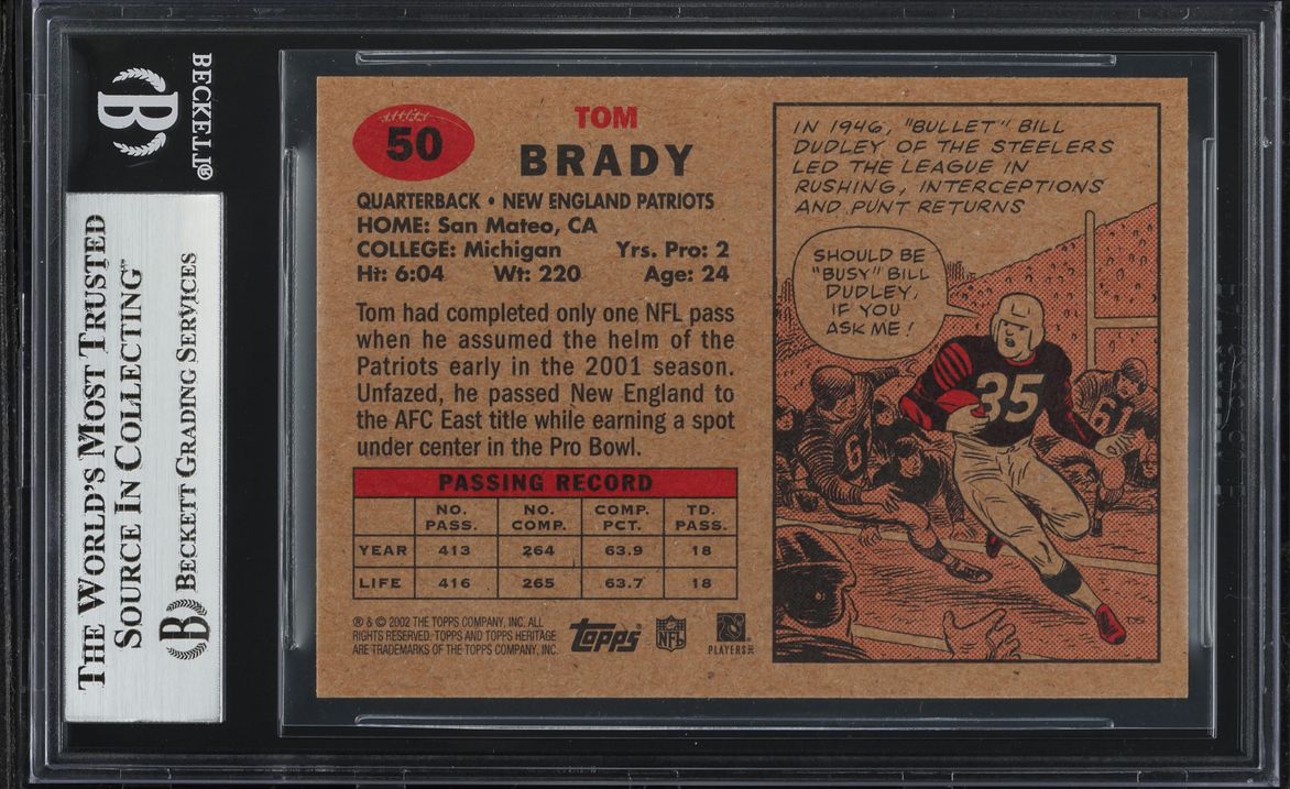 2002 Topps Heritage Tom Brady #50 BGS 9 MINT