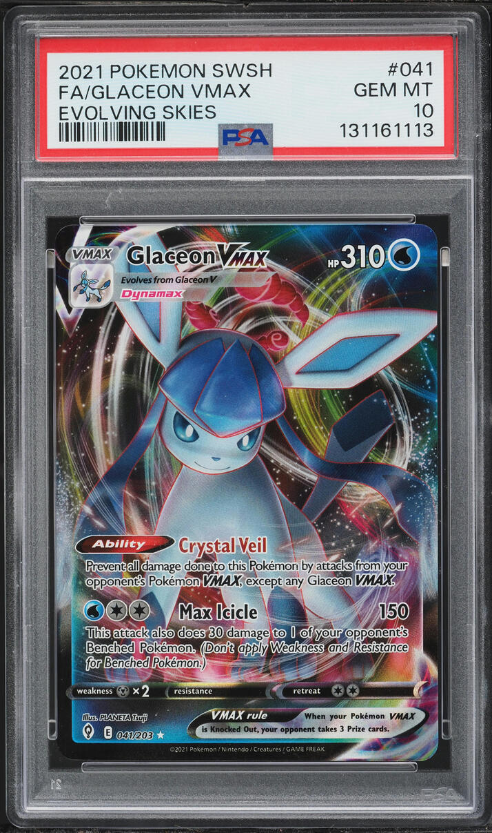 2021 Pokemon Sword & Shield Evolving Skies Full Art Glaceon VMAX #41 PSA 10 GEM MINT