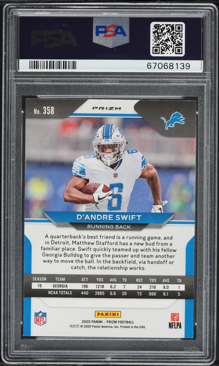 2020 Panini Prizm Neon Green Pulsar D'Andre Swift ROOKIE #358 PSA 10 GEM MINT