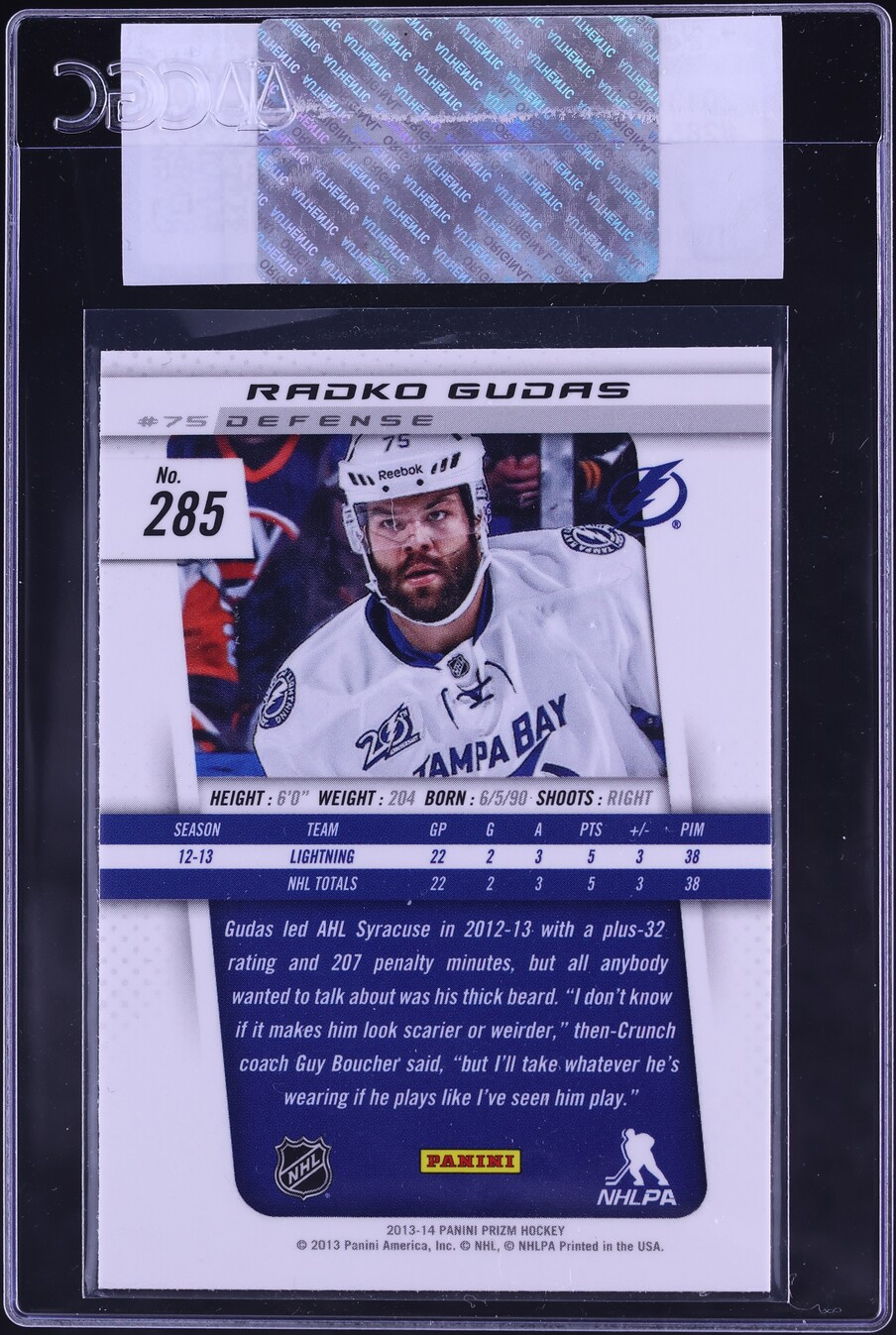 2013 Panini Prizm Radko Gudas ROOKIE #285 CGC AUTH