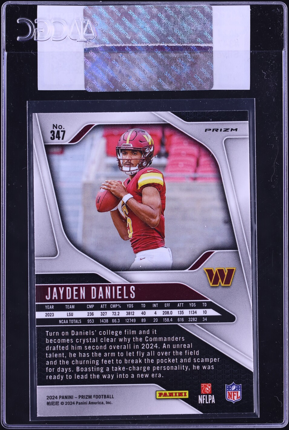 2024 Panini Prizm Silver Jayden Daniels ROOKIE #347 CGC AUTH