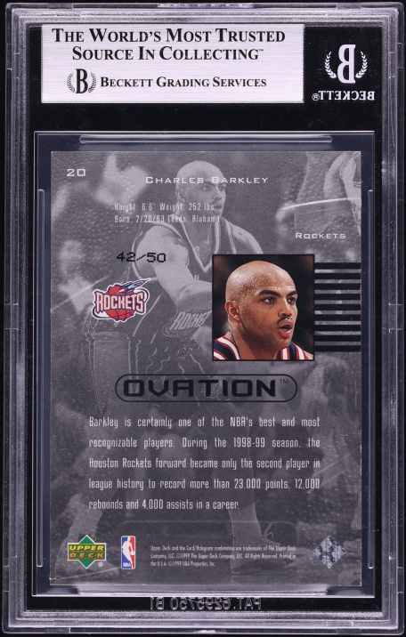 1999 Upper Deck Ovation Standing Ovation Charles Barkley /50 #20 BGS 7.5 NRMT+