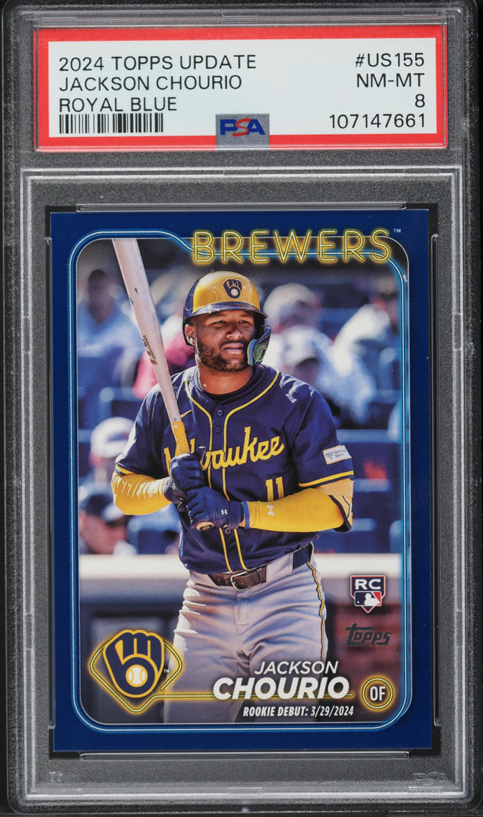 2024 Topps Update Royal Blue Jackson Chourio ROOKIE #US155 PSA 8 NM-MT