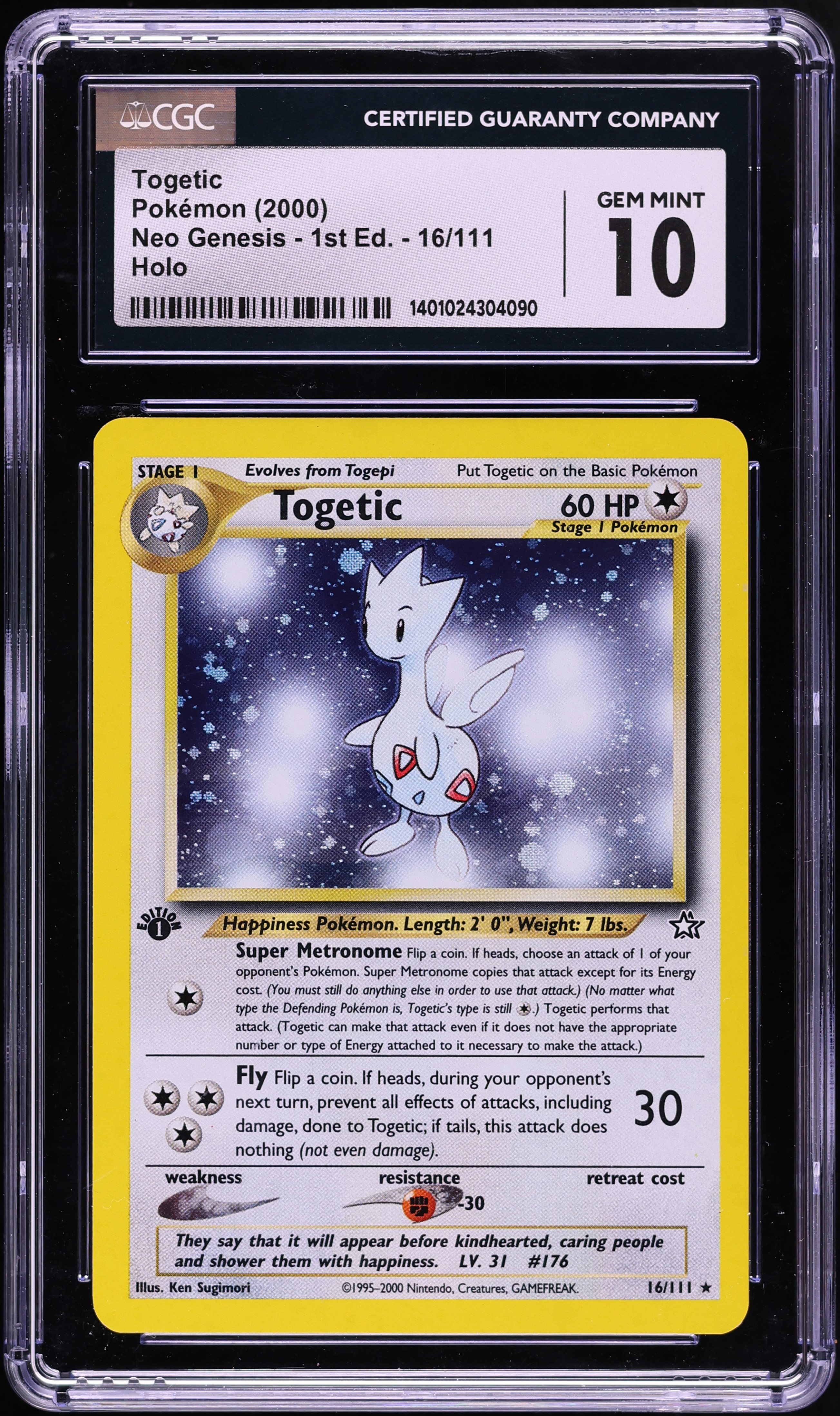 2000 Pokemon Neo Genesis 1st Edition Holo Togetic #16 CGC 10 GEM MINT