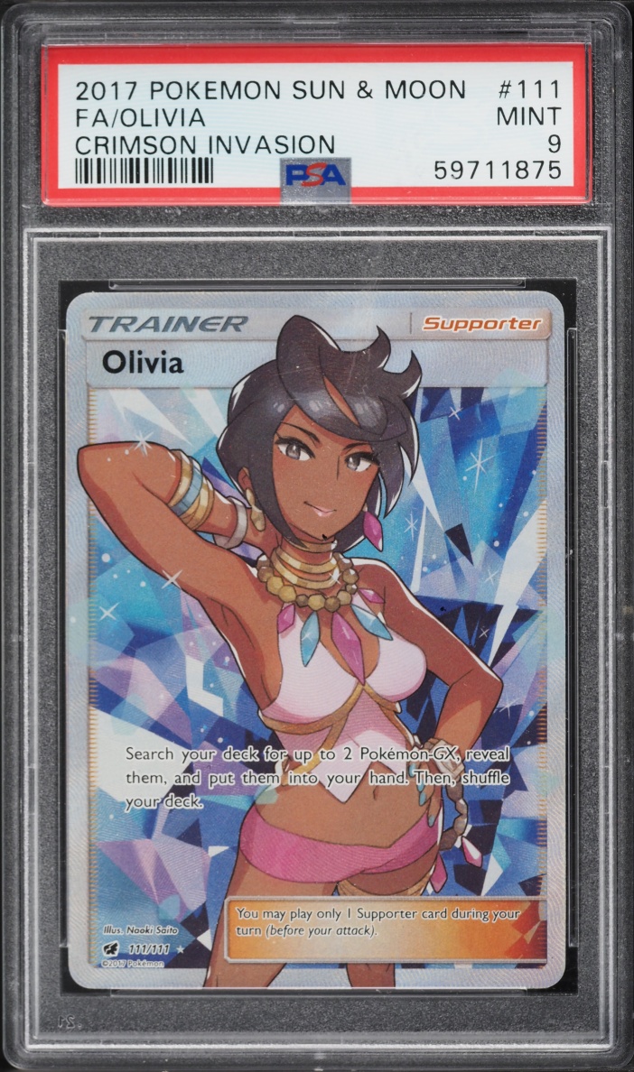 2017 Pokemon Sun & Moon Crimson Invasion Full Art Olivia #111 PSA 9 MINT