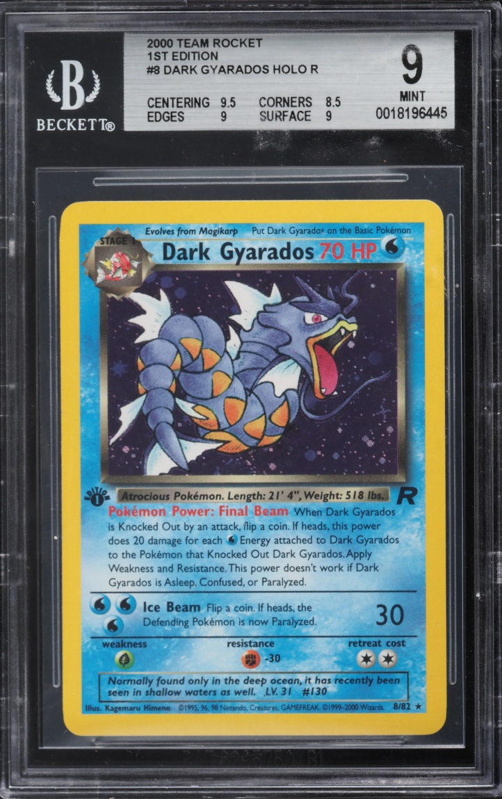 2000 Pokemon Team Rocket 1st Edition Holo Dark Gyarados #8 BGS 9 MINT