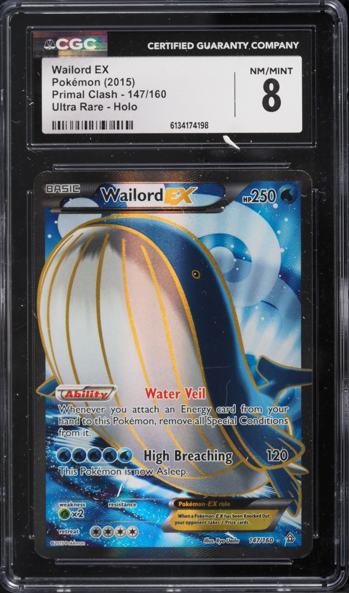 2015 Pokemon XY Primal Clash Full Art Wailord EX #147 CGC 8 NM-MT