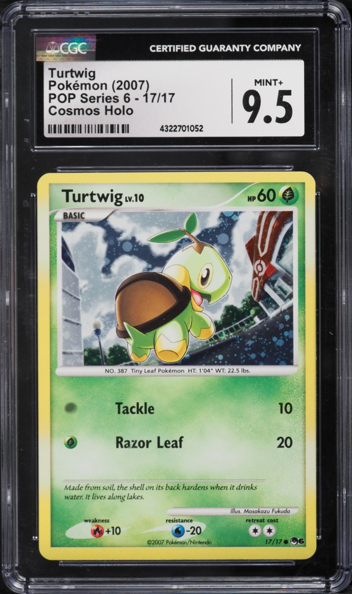 2007 Pokemon POP Series 6 Cosmos Holo Turtwig #17 CGC 9.5 MINT+
