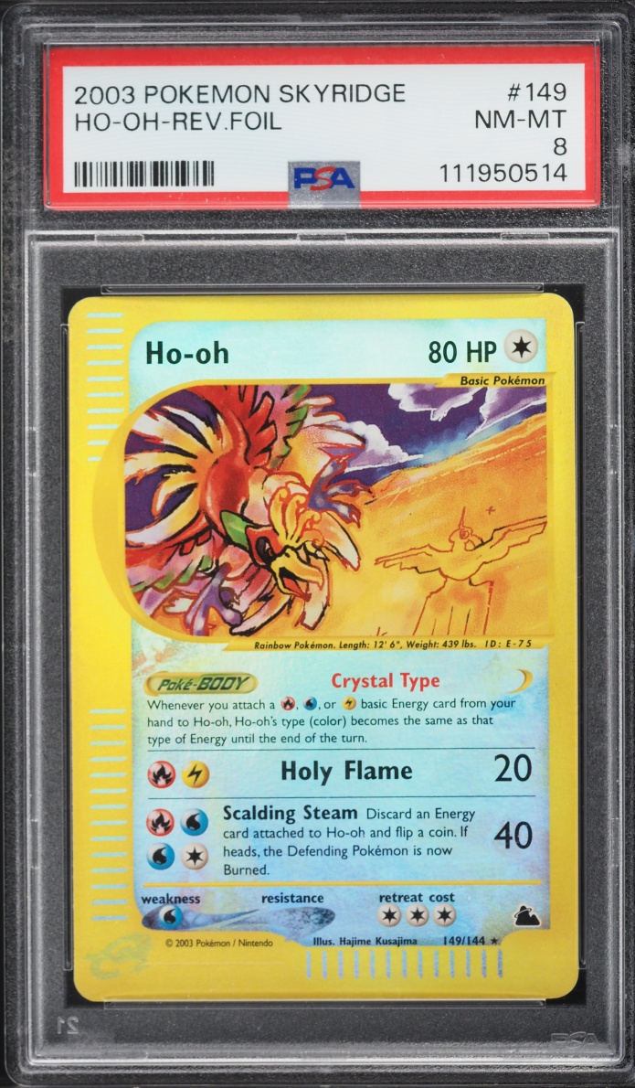 2003 Pokemon Skyridge Reverse Holo Crystal Ho-Oh #149 PSA 8 NM-MT