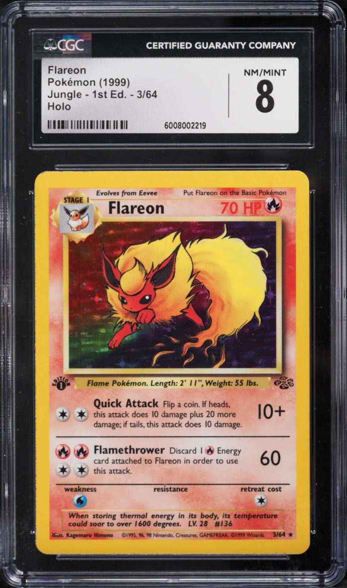 1999 Pokemon Jungle 1st Edition Holo Flareon #3 CGC 8 NM-MT