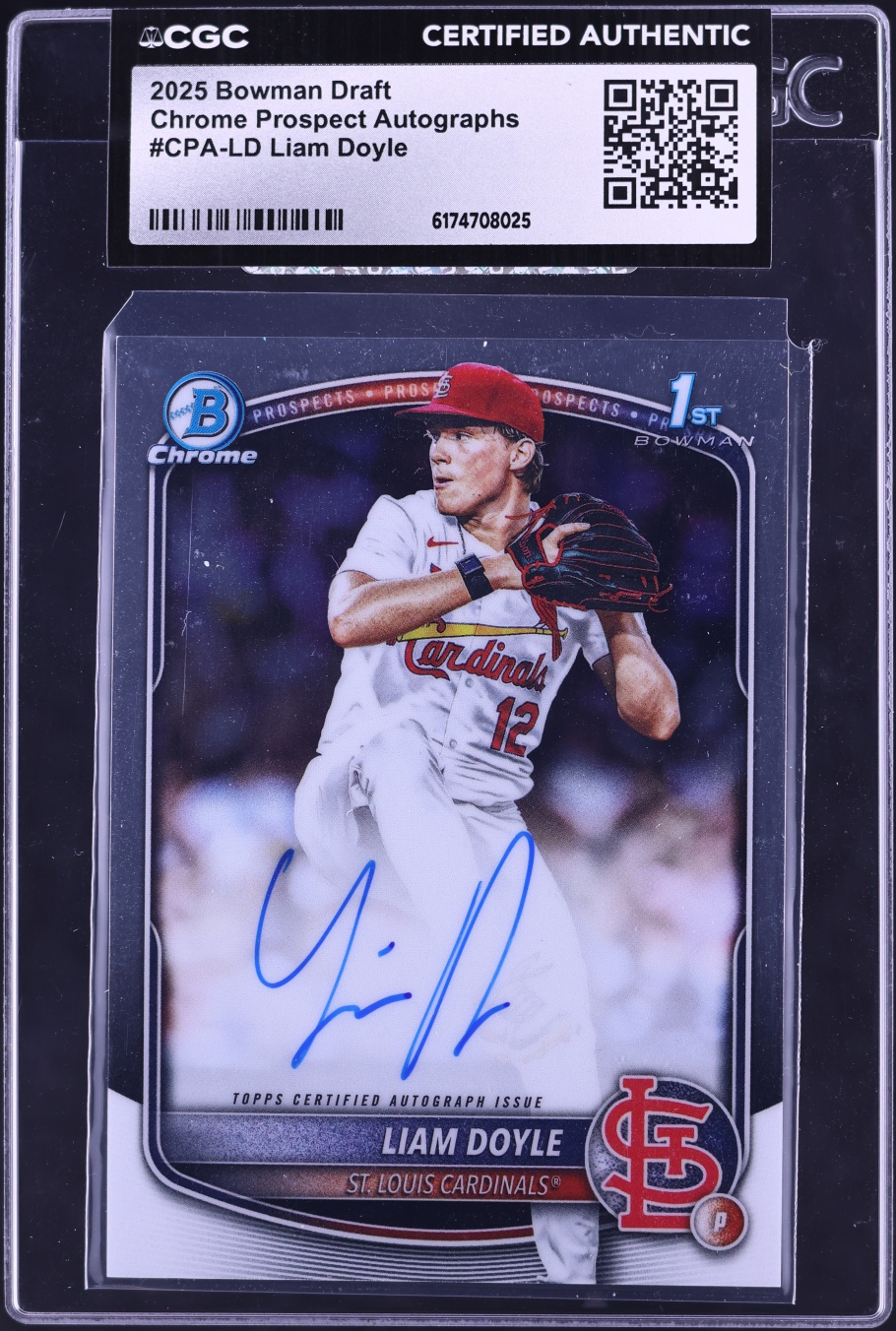 2025 Bowman Chrome Draft Liam Doyle PROSPECT AUTO #CPA-LD CGC AUTH