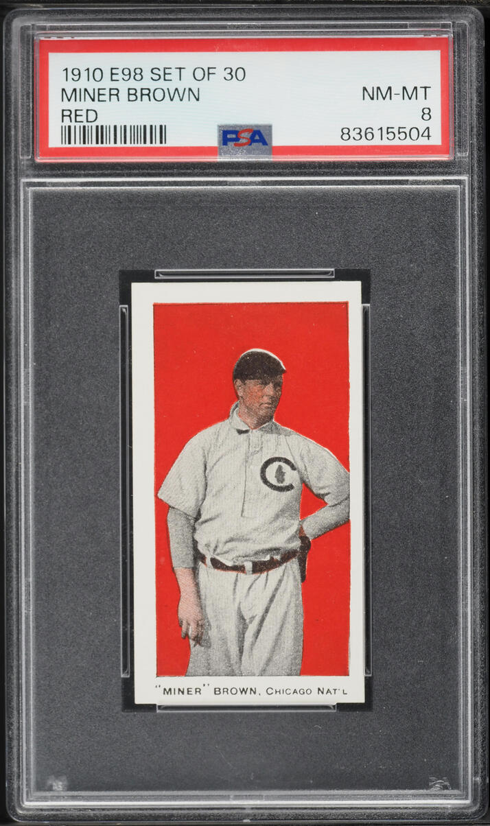 1910 E98 Set Of 30 Miner Brown RED PSA 8 NM-MT