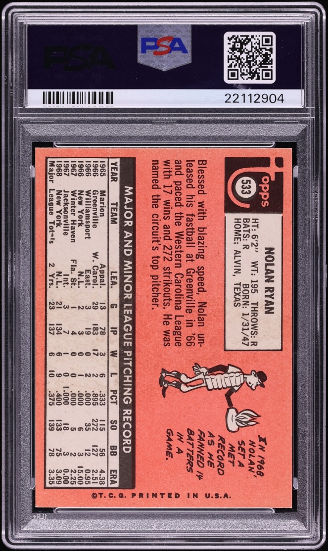 1969 Topps Nolan Ryan #533 PSA 8 NM-MT
