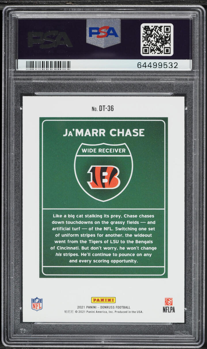 2021 Donruss Downtown Ja'Marr Chase ROOKIE #DT-36 PSA 10 GEM MINT