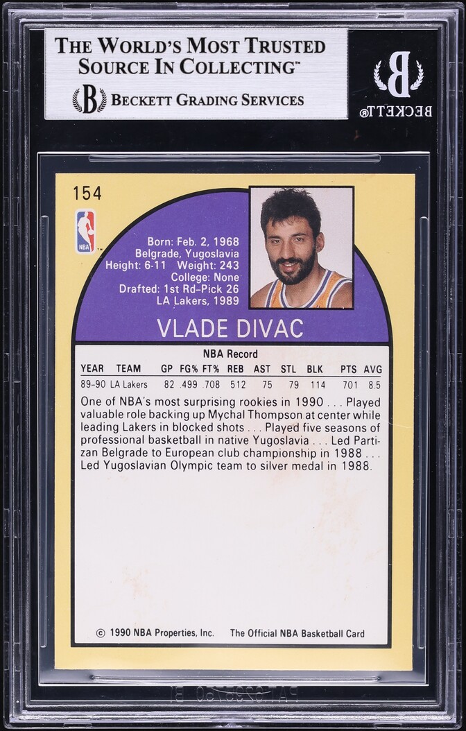 1990 Hoops Vlade Divac ROOKIE #154 BGS 4 VGEX