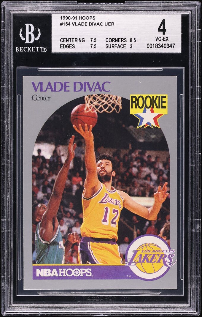 1990 Hoops Vlade Divac ROOKIE #154 BGS 4 VGEX