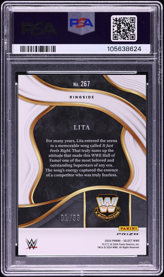 2024 Select WWE Ringside Red Wave Prizm Lita 1/99 #267 PSA 10 GEM MINT