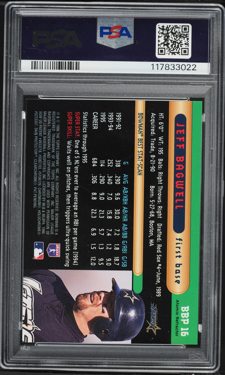 1996 Bowman's Best Preview Atomic Refractor Jeff Bagwell #BBP16