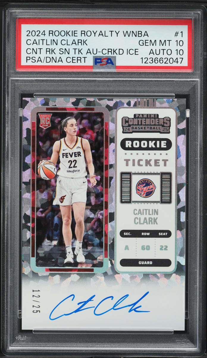 2024 Panini WNBA Contenders Cracked Ice Caitlin Clark RC AUTO DNA 10 /25 PSA 10