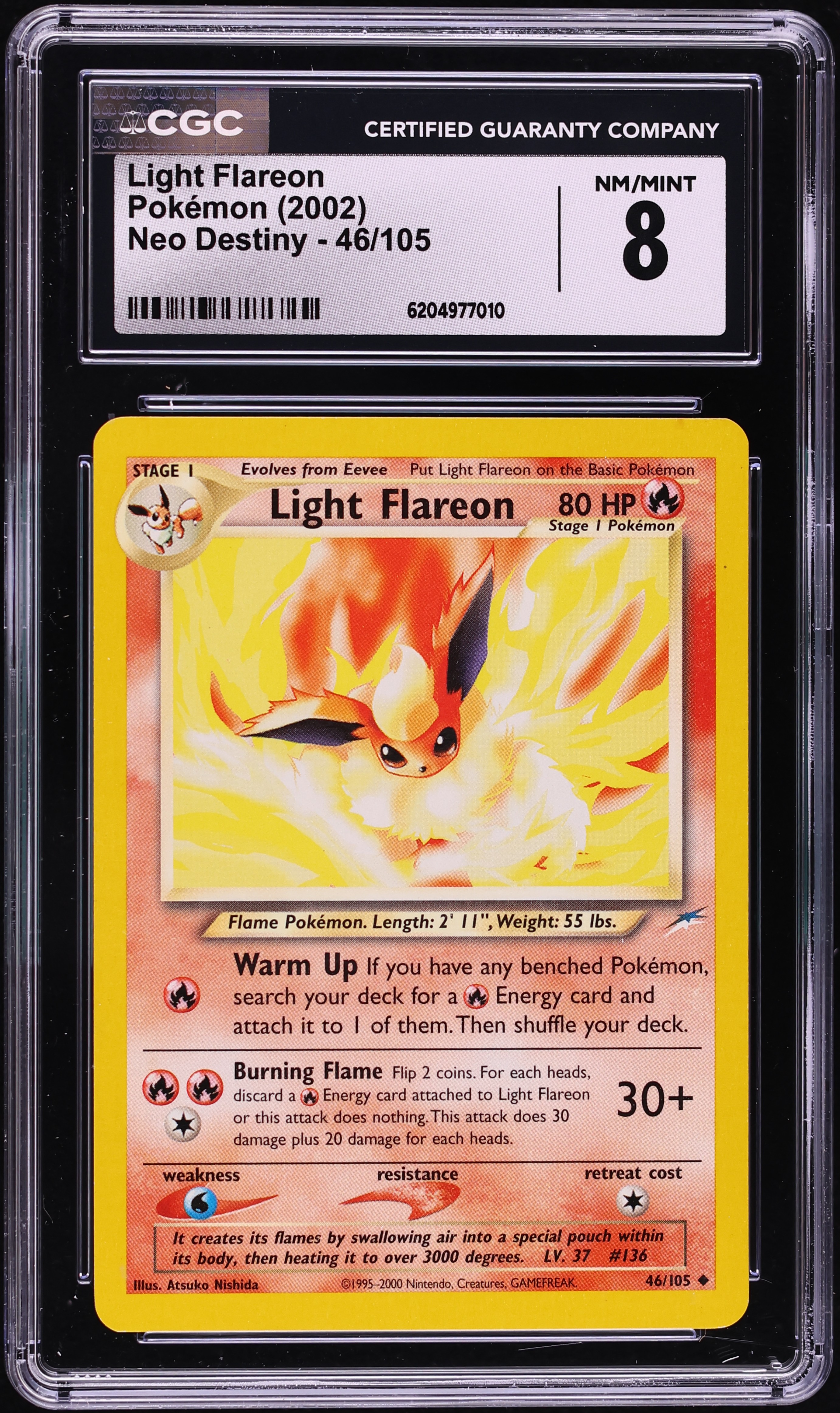 2002 Pokemon Neo Destiny Light Flareon #46 CGC 8 NM-MT