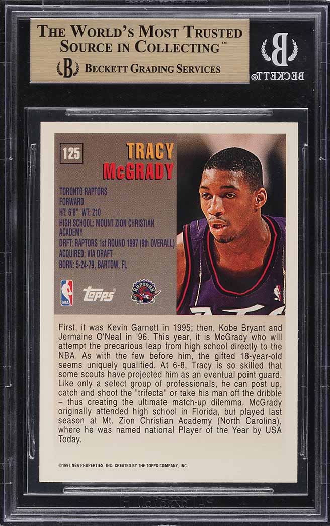 1997 Topps Minted In Springfield Tracy McGrady ROOKIE #125 BGS 9.5 GEM MINT